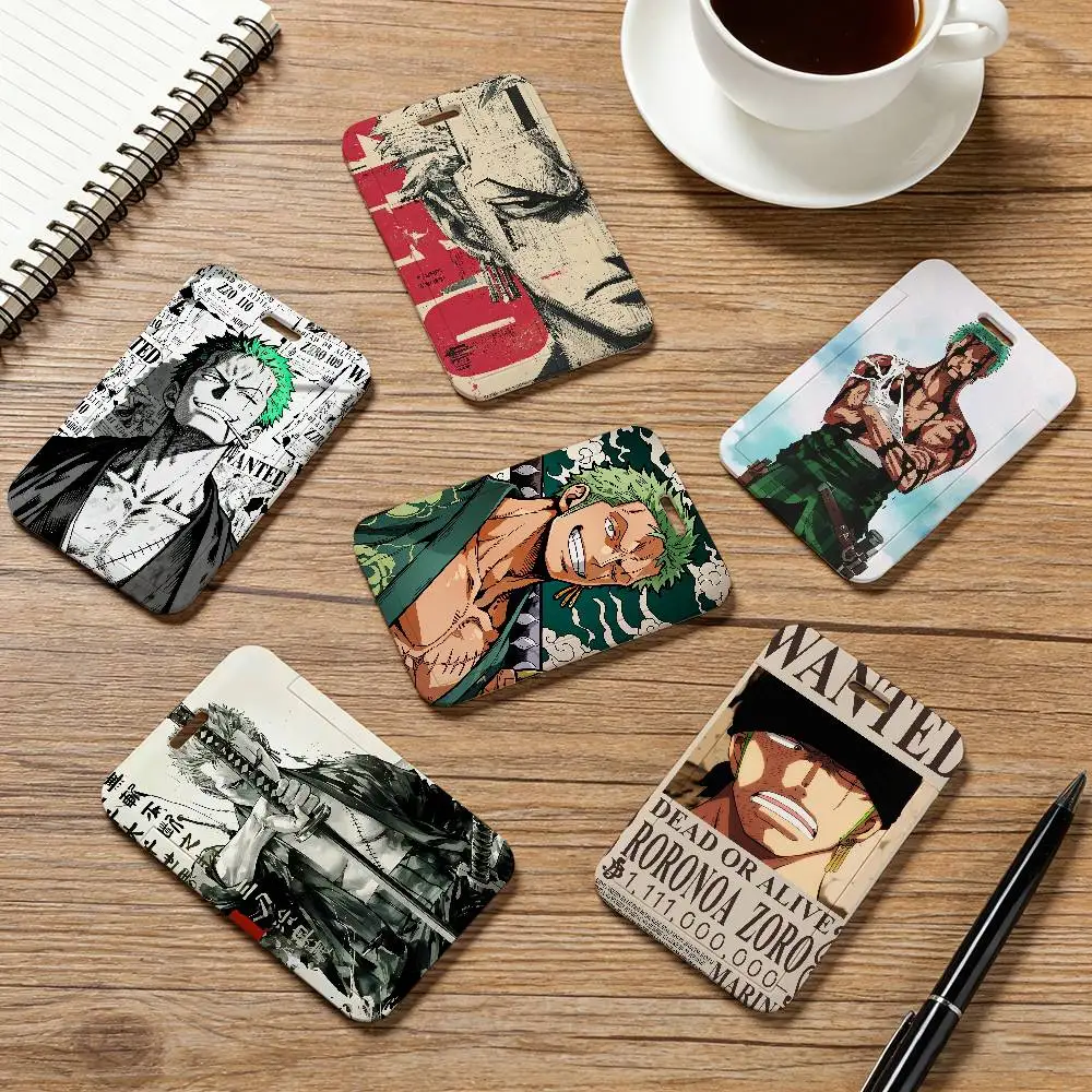 Anime O-One Piece Zoro Card Holder Employee Card Cover Lanyard Work Business ID Badge Holder Name Tag Cards Case