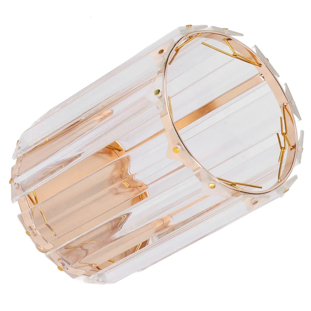 Vanity Organize Transparent Cosmetic Brush Holder Round Decorative Makeup Brush Box Crystal Gold Makeup Brush Organizer Desktop