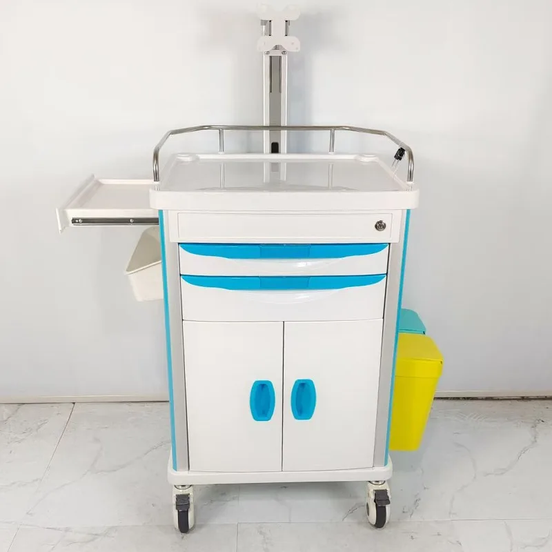 

Multifunctional Five Layer Drawer Plastic ABS Material Nurse Anesthesia Medicine Drug Emergency Trolley Cart for Clinic