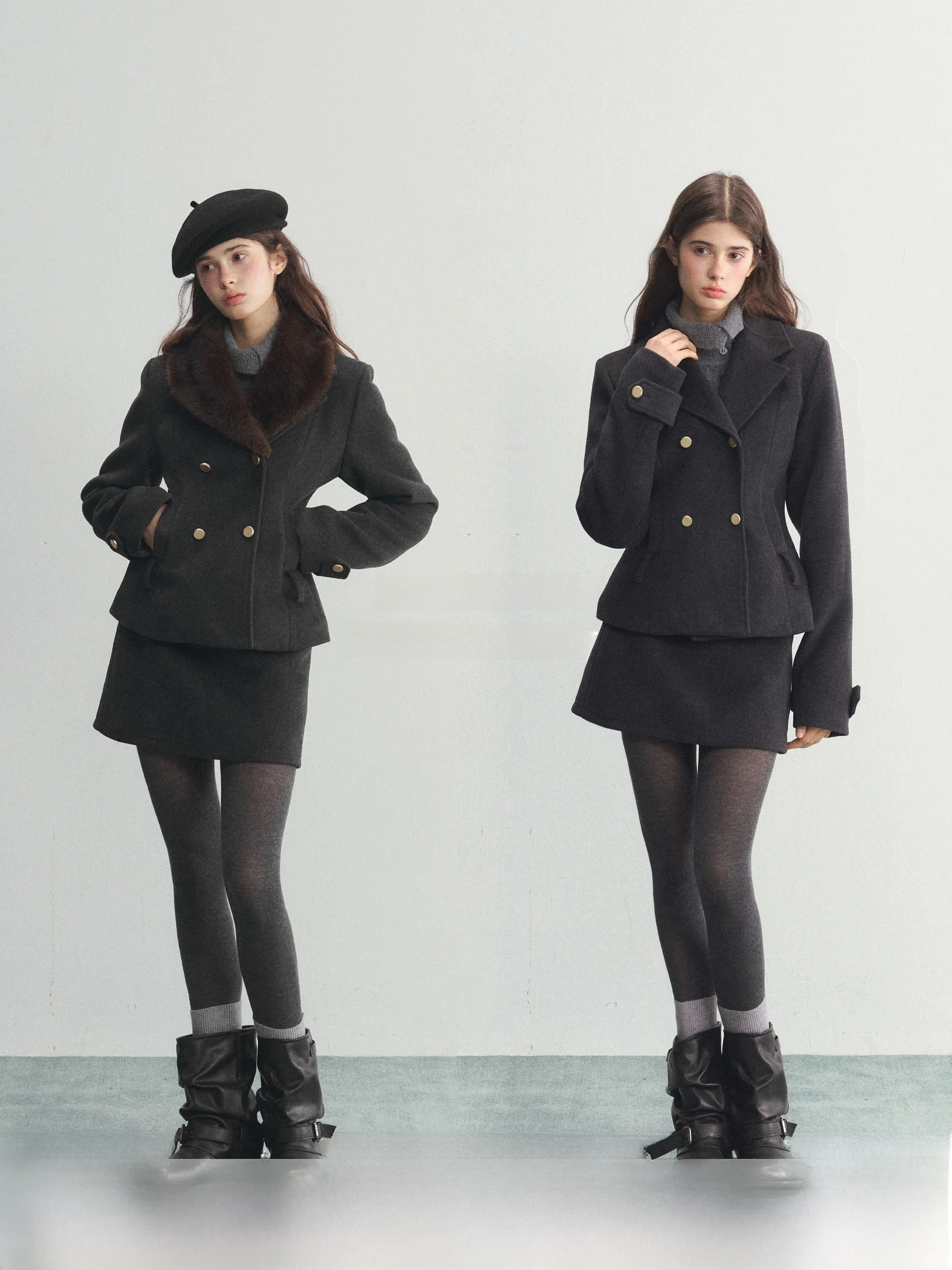 

Винтажное шерстяное пальто SPEAR YOUTH с отстегивающимся меховым воротником, на пуговицах, утепленное, зимнее, для молодых женщин