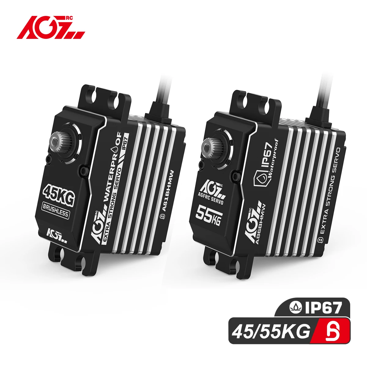 AGFRC-Servo Digital sin escobillas para coche teledirigido, dispositivo magnético de alto par, resistente al agua IP67, para 1/8 1/10, A86BHMW, A81BHMW, 55KG, 45KG