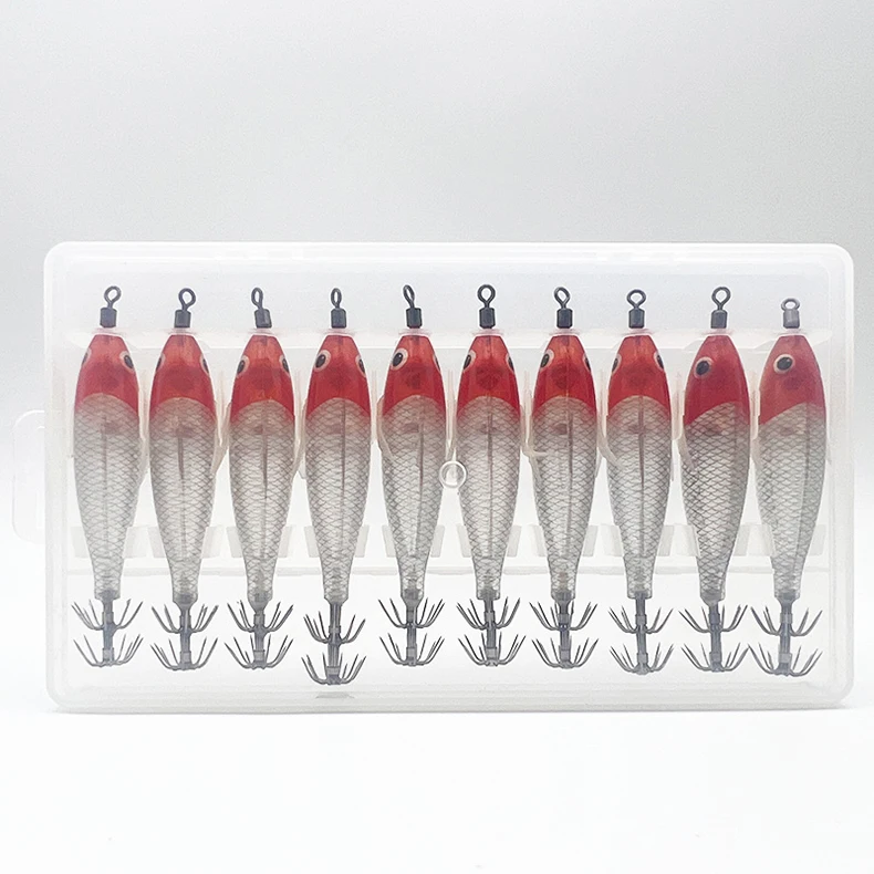 ShareShark 10 Stück/Box 8cm/5,7g Garnelen-Angelköder Leuchtender Tintenfisch-Jig-Haken Meeresfischerei-Zubehör Künstlicher Köder Oktopus-Köder – Detail 11