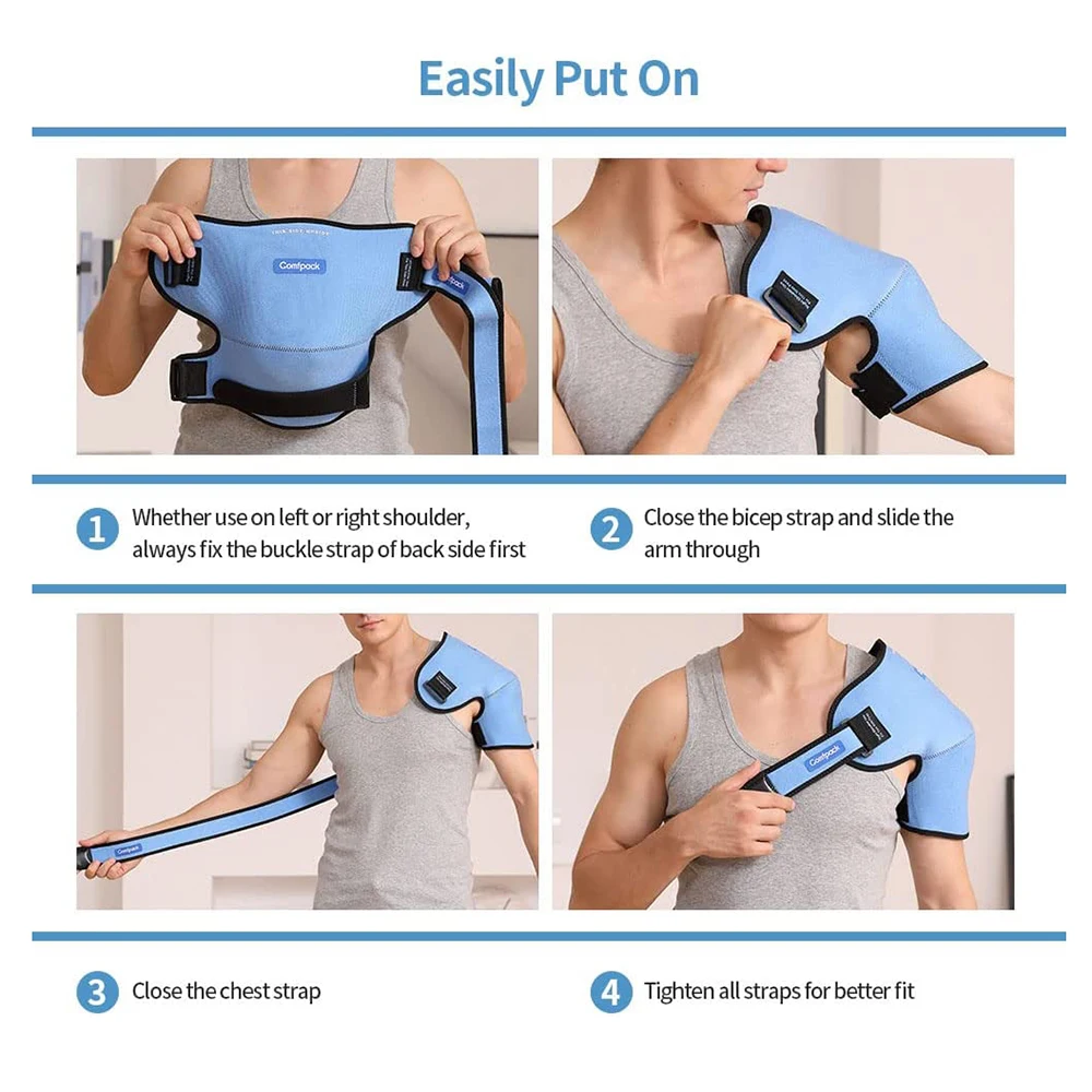 Reusable 3D Shoulder Brace Support Ice Pack Wrap For Sports Injuries Hot Cold Compression Therapy For Pain Relief Bursitis