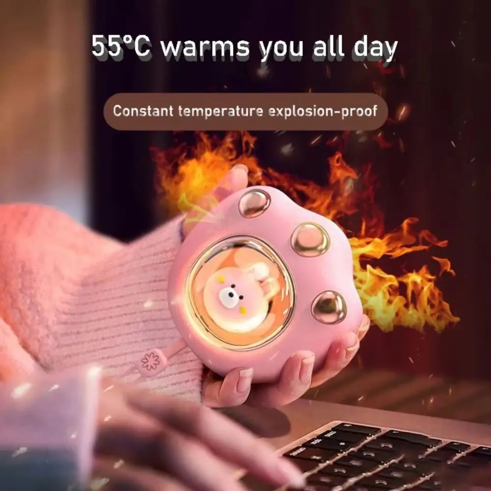 Cute Mini Cat's Claw Hand Warmer Rechargeable Portable Electric Heater 2 Heat Levels Pocket Warmer Winter