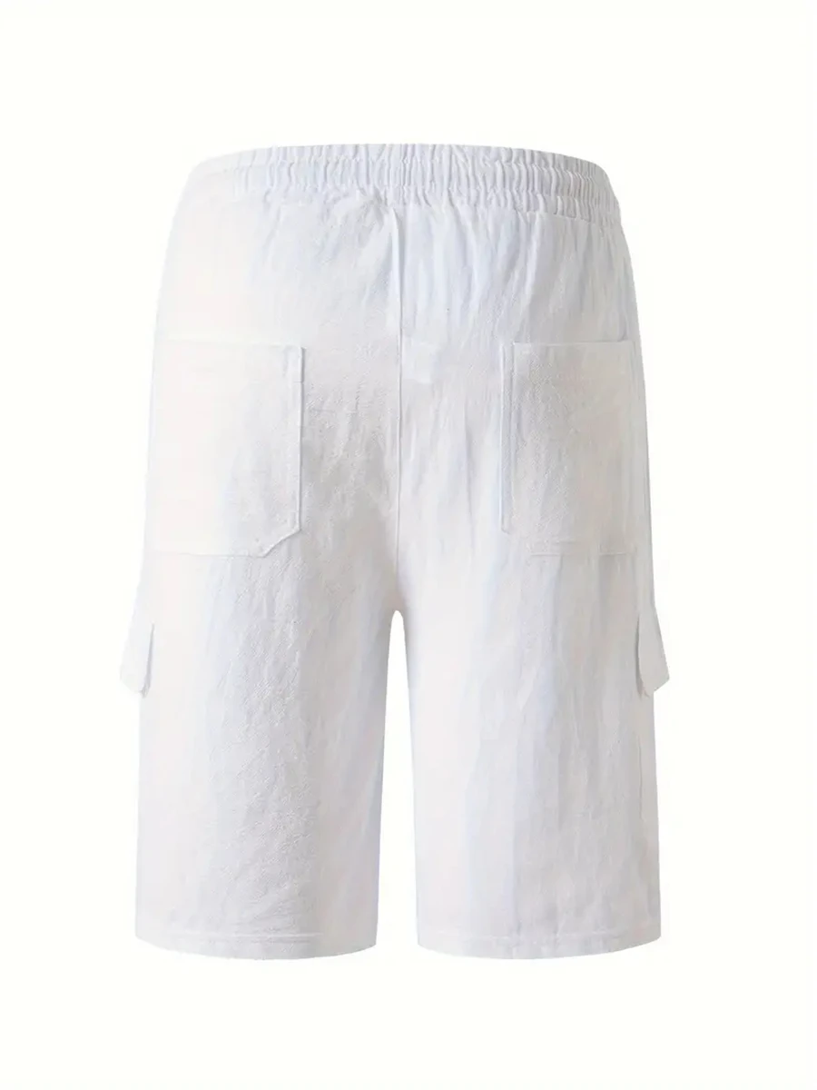 Tiki pantalones cortos de playa para hombre, Shorts de lino de alta gama, informales, sueltos, con cordón, para vacaciones en Hawai, para