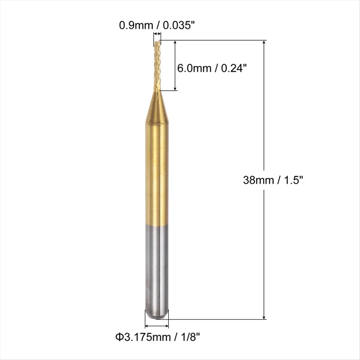 ABFW 10PCS Titanium Coat Carbide End Mill Engraving Milling Cutter CNC Router Bits for PCB Machine, 1/8 Inch Shank 0.9Mm