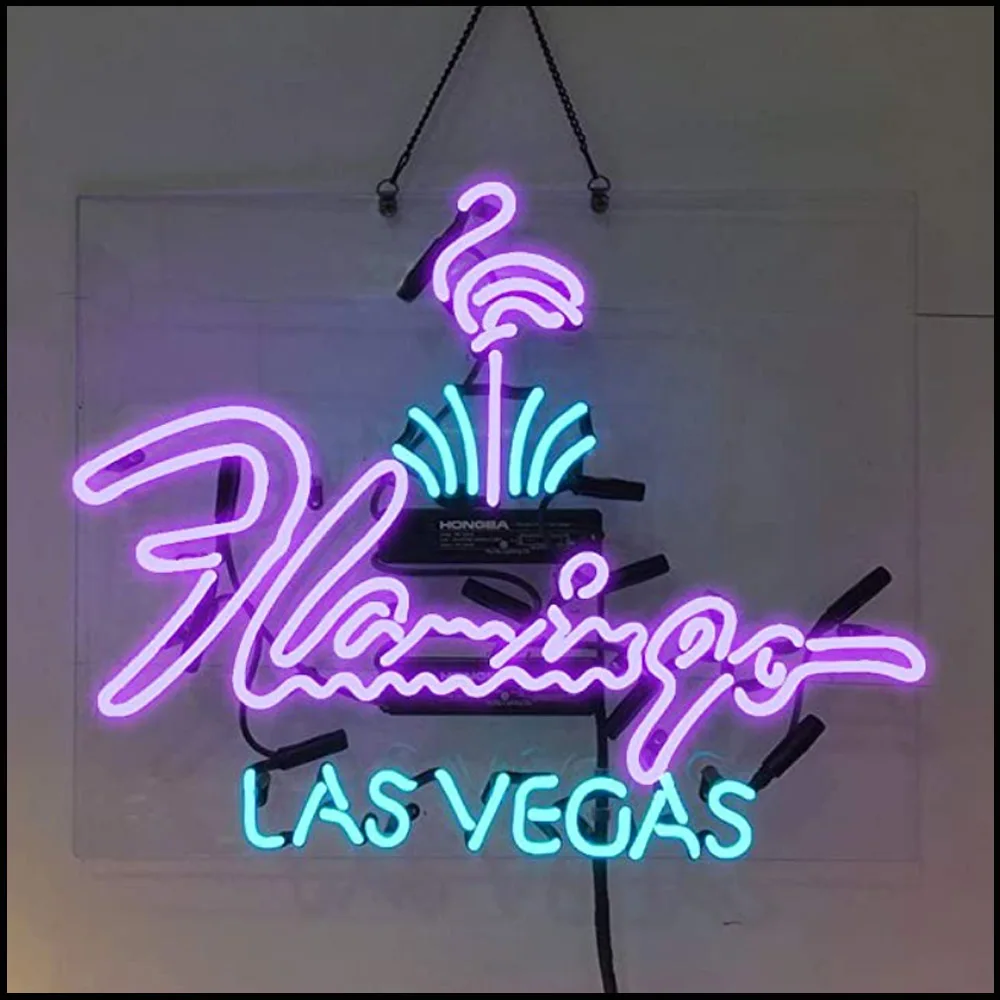 

Las Vegas Flamingo Custom Handmade Lamp Real Glass Tube Beer Bar Store Motel Room Decor Display Neon Sign Light On Wall 24"X20"