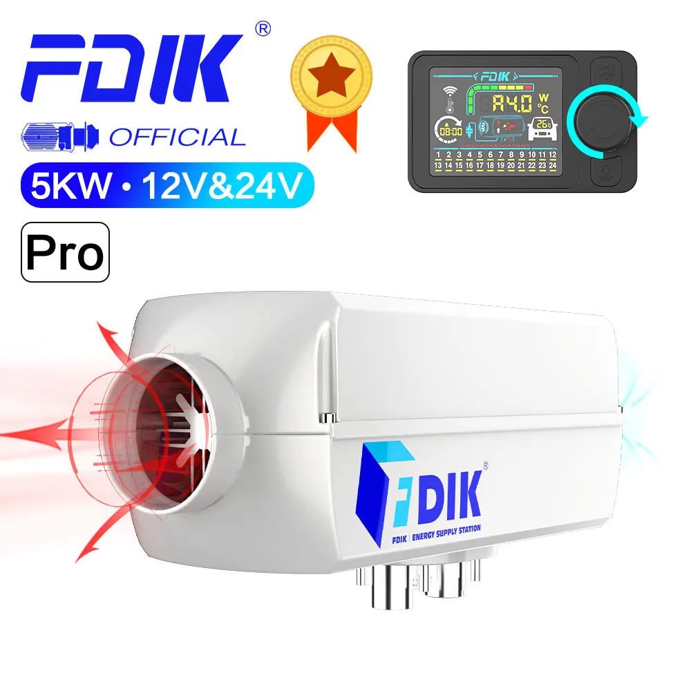 FDIK Diesel Heater 12V 24V 5KW Aluminum Shell Air Parking Heater Fast Heating for Car Yacht Boat Trailer