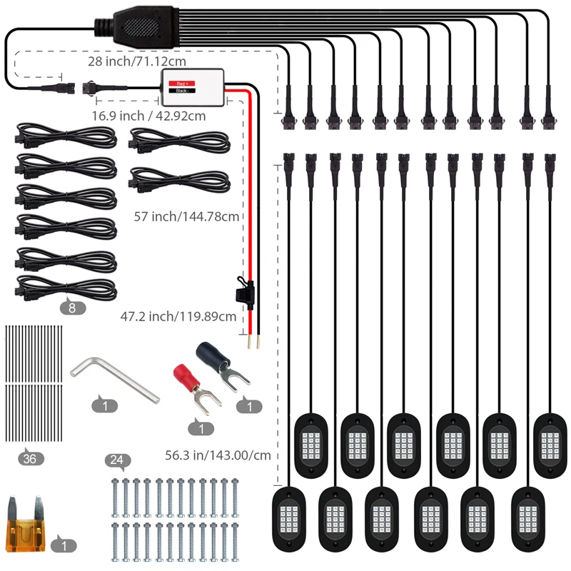 YiLaie 4/6/8/10/12 pods RGB LED Rock Light APP التحكم الموسيقى النيون سيارة Underglow الهيكل الخفيف لشاحنة الطرق الوعرة SUV أضواء الصخور #6