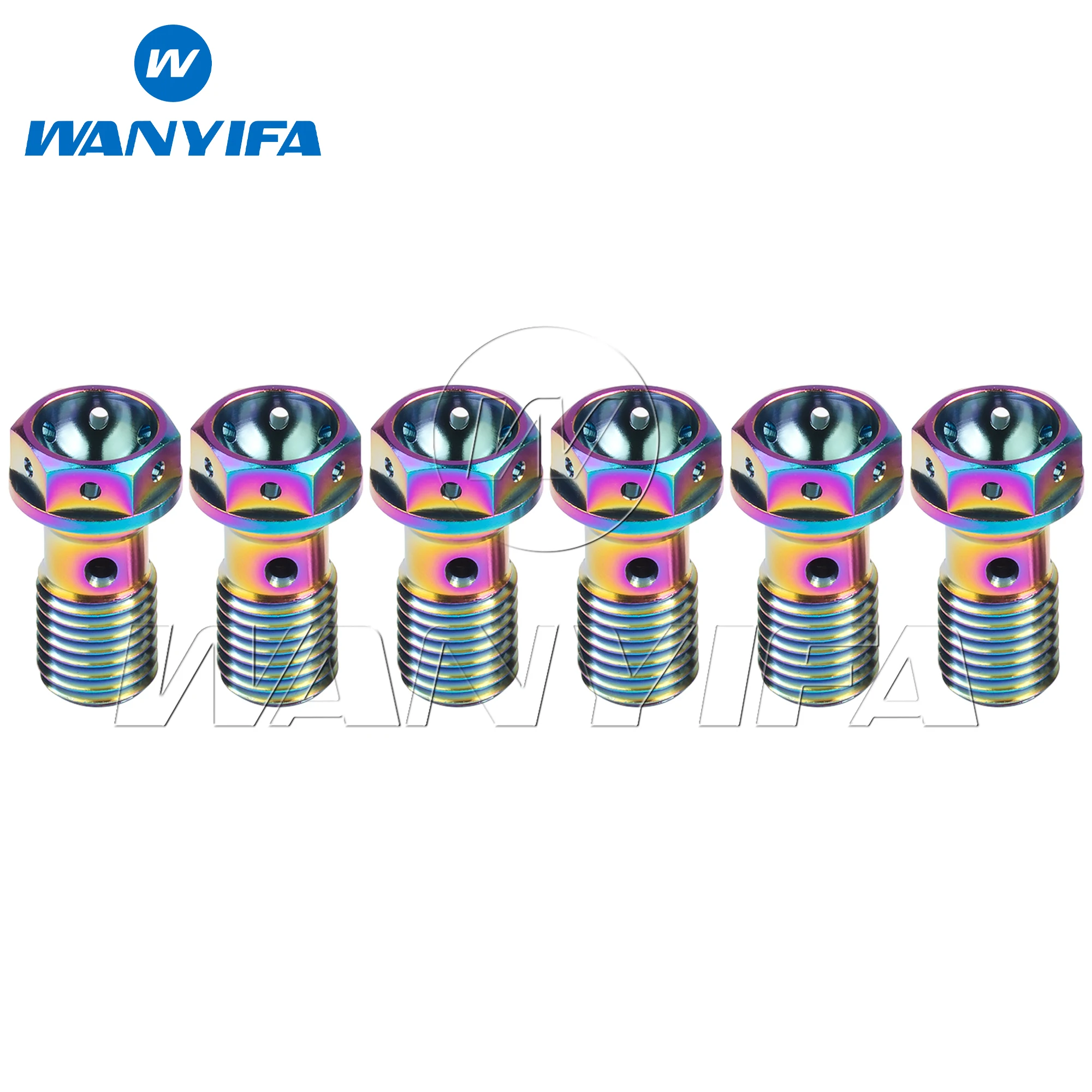 Wanyifa 2pcs/6pcs Titanium Bolts M10 Pitch 1.0/1.25mm Flange Single Hole Banjo Screws for Motorcycle Brembo Brake Dual Line