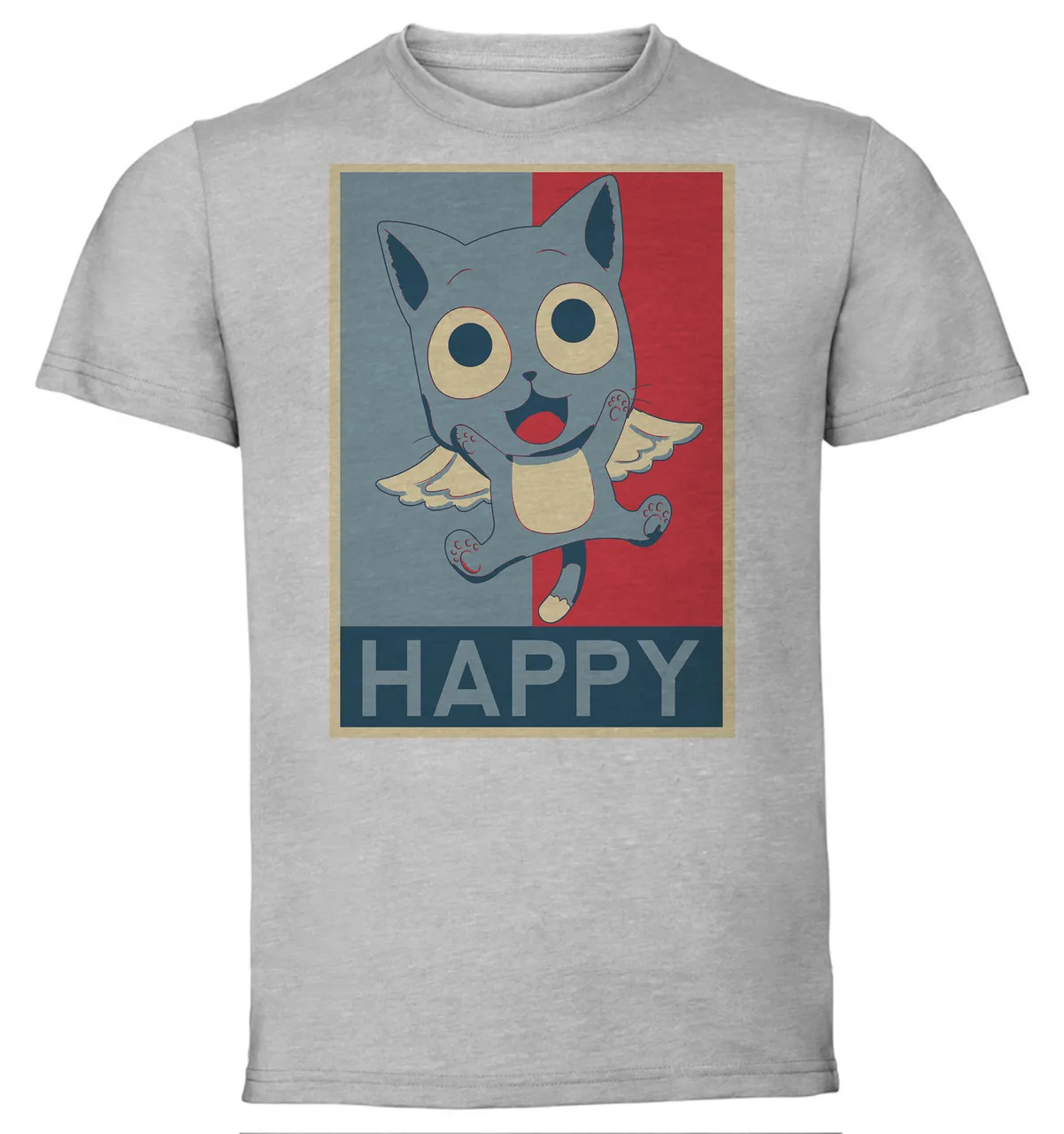 T-Shirt Unisex Grey Propaganda Fairy Tail Happy