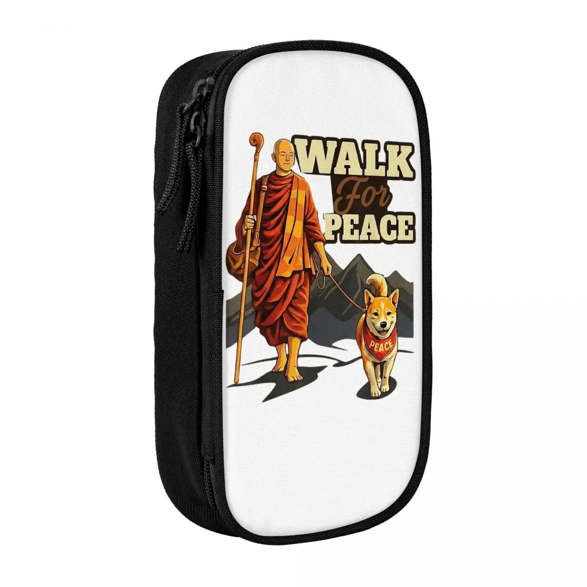 

Classic Walk For Peace Monks And Aloka Dog Pencil Case Pencil Pouch Pen Box Large Storage Pencil Bags Students School Stationery