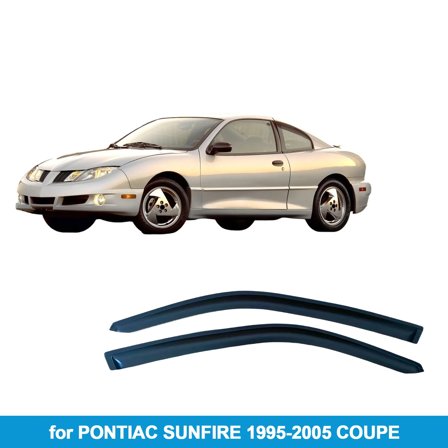 

Дефлекторы окон (ветровики) для PONTIAC SUNFIRE 1995-2005 COUPE, защита от дождя, боковые вентиляционные накладки, внешний монтаж, на клейкой ленте