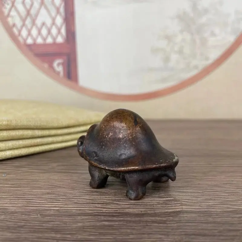 Antique solid metal old longevity, copper dragon turtle, wealth and prosperity tea pet