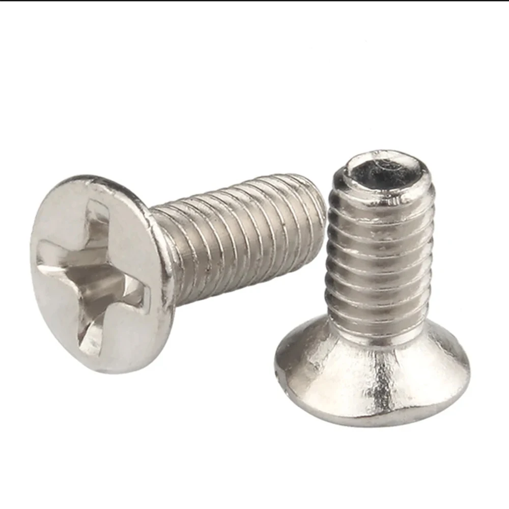 Cross Flat Countersunk Head Screws M2 Head Diameter 3/3.5mm Total Length 3-5.5mm Phillips Machine Screw Nickel Plated KM