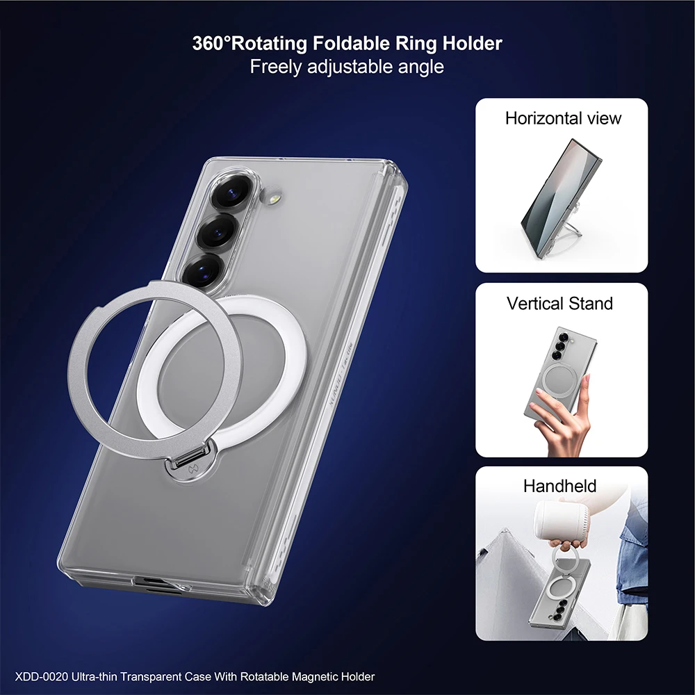 XUNDD For Samsung Galaxy Z Fold7 5G Magnetic Case Kickstand PC Cover with Tempered Glass