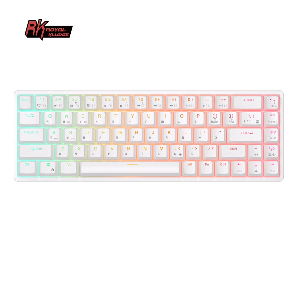 RK Royal Kludge RKG68 Mechancial Keyboard 68 Keys 65% Compact 2.4G Wireless Bluetooth Gamer Keyboard RGB Backlight Hot Swappable