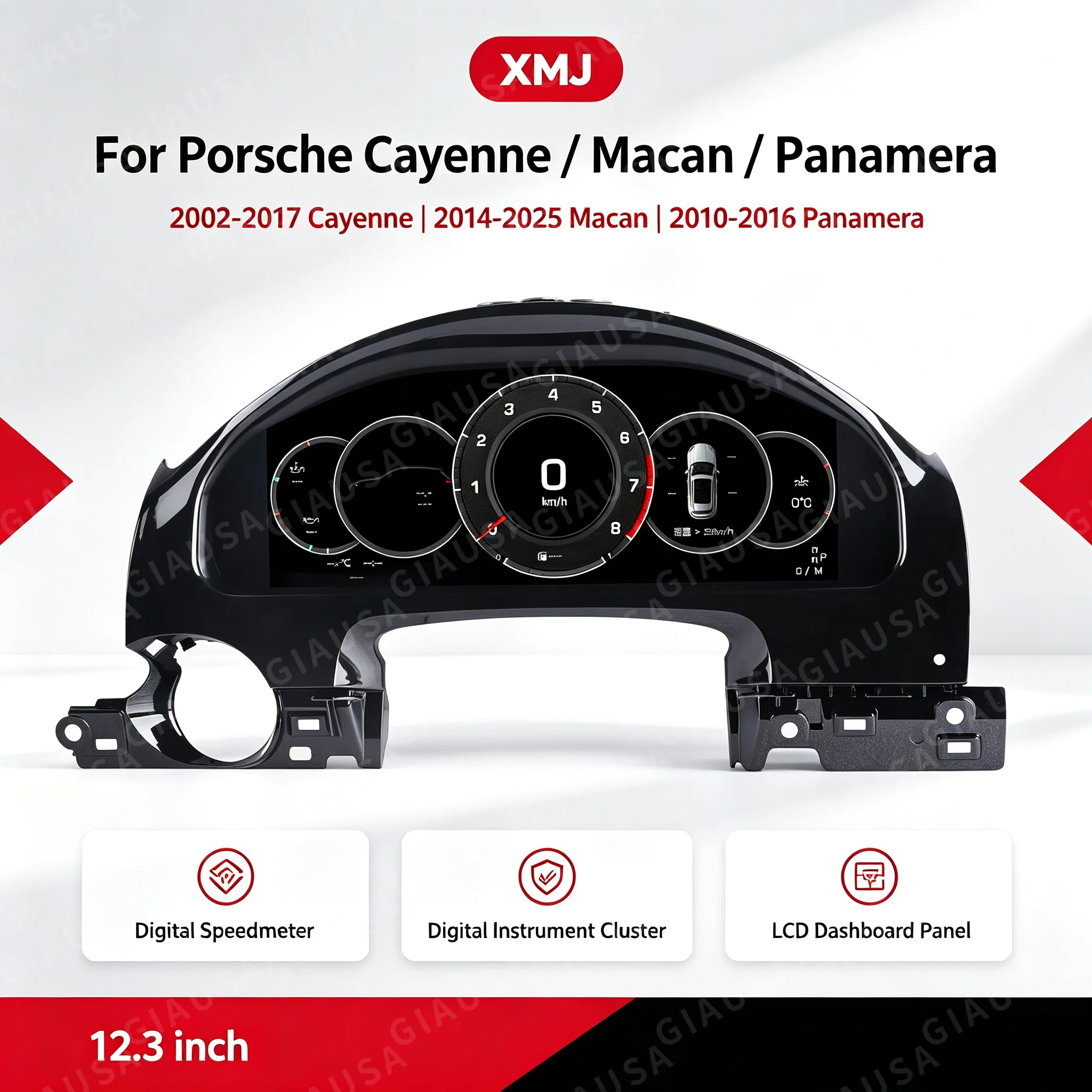 12.3” Digital Instrument Cluster For Porsche Cayenne 02-09/11-17 Macan 14-25  Panamera 10–16 Speedometer Virtual Dashboard panel