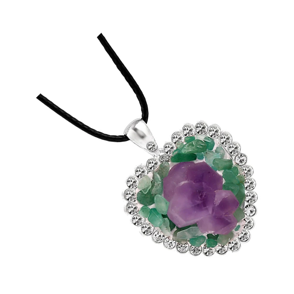 

Heart Crystal Necklace Natural Stone Clavicle Accessory Unique Shape Women Pendant Daily Gifts Jewelry