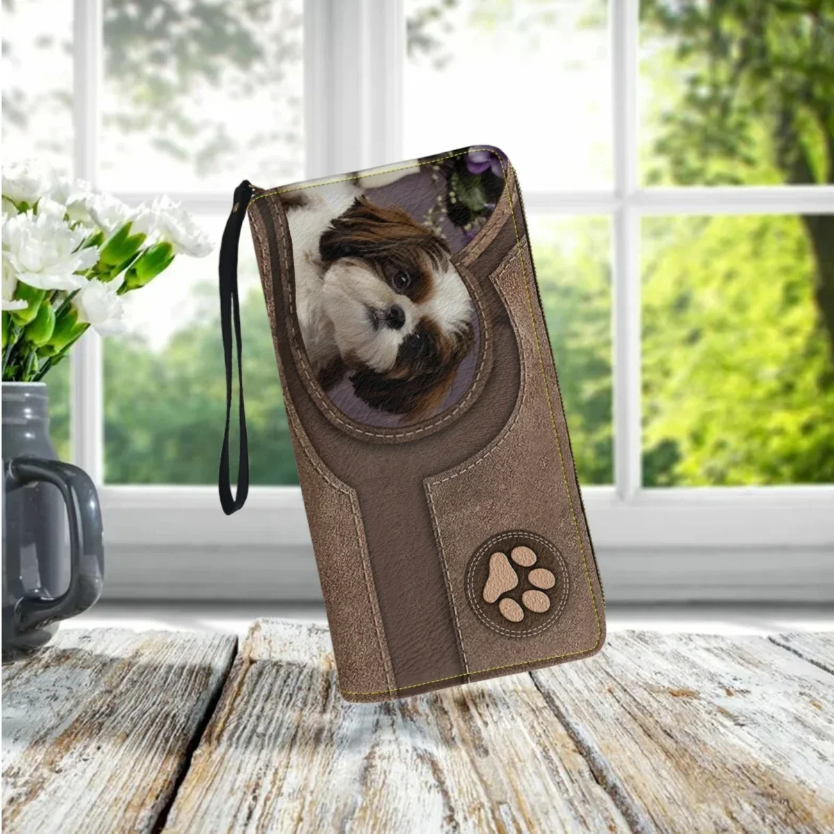 

Cute Funny Shih Tzu Maltese Dog Design Wallet Elegant Fashion Outgoing Leather Wrist Bag New Long Zipper Multifunction Wallet
