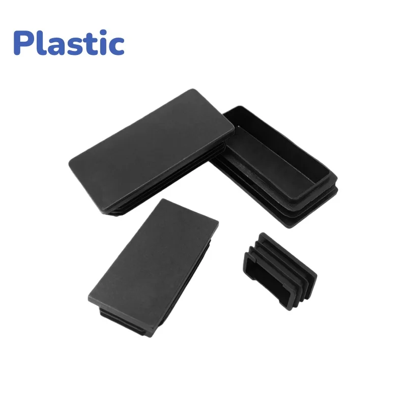 Rectangle End Caps Inserts Bung Table Chair Feet Black PE Square Plastic Furniture Tables Chairs Foot Pads Tube Pipe Plug