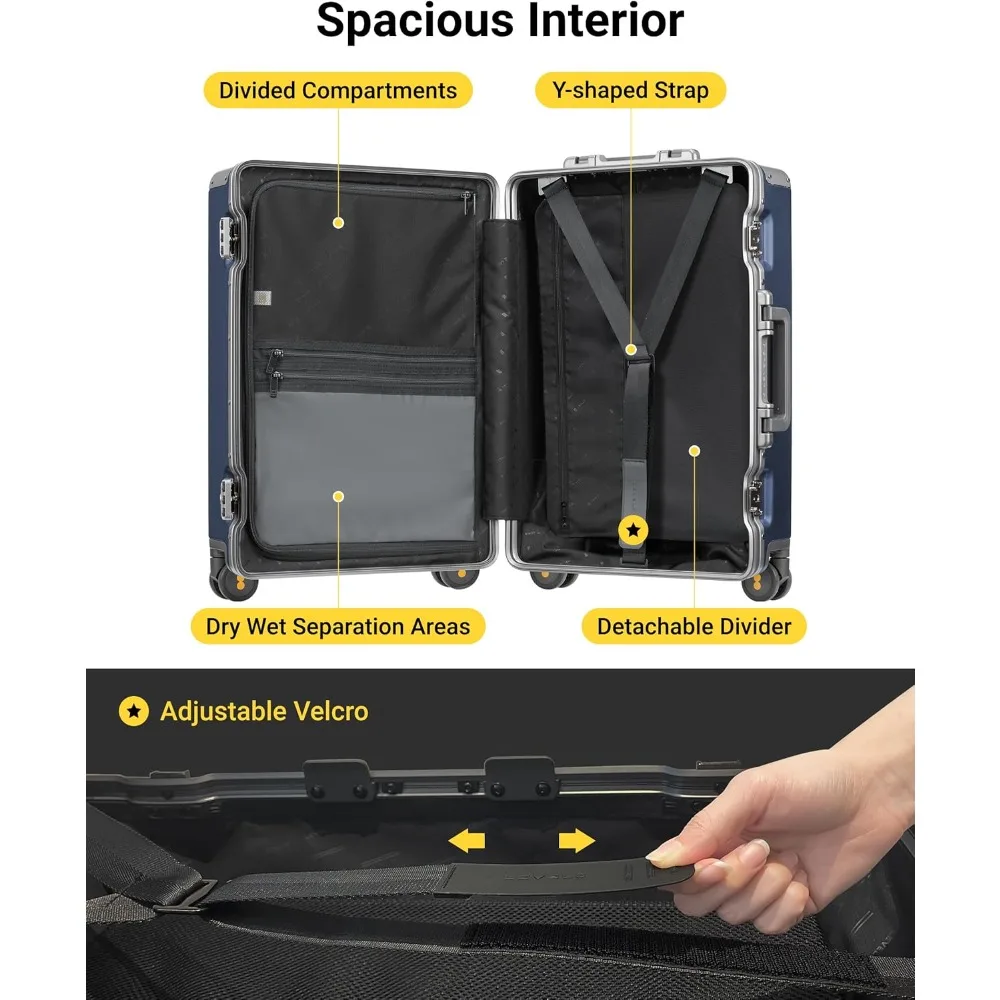 

Zipperless Checked Luggage with Aluminum Frame, Upgraded Medium Hardside Suitcase with Spinner Wheels