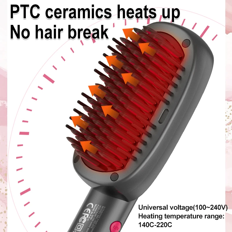 Electric Hair Straightener  PTC Ceramics Heat 5 Temperature Control modes LED Display Hair Straight Comb Anti-scalding Fast Heat