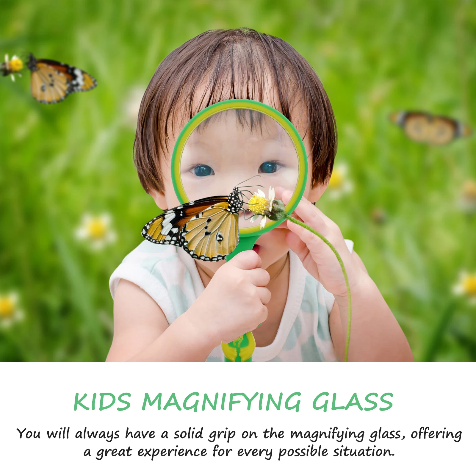 

Kids Magnifying Glass Small Lightweight Portable Rubber Handle Glass Lens Simple Design Handheld Magnifier for Learning