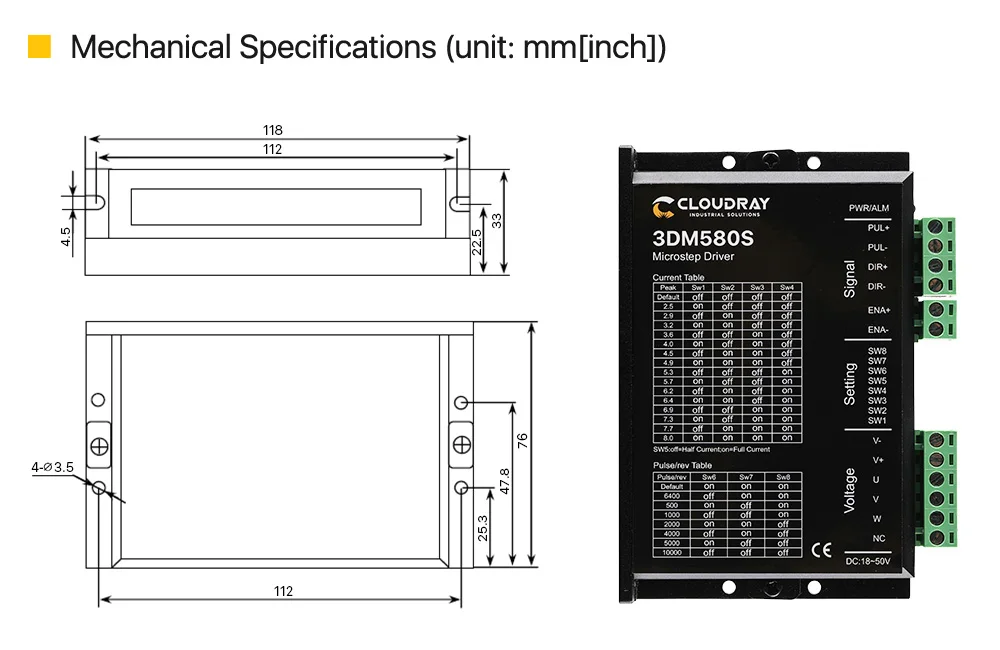 Cloudray 3 Phase 3DM580S Schrittmotor Fahrer Liefern Spannung 24-50VDC Ausgang 1,0-8,0 EIN Strom – Detail 4