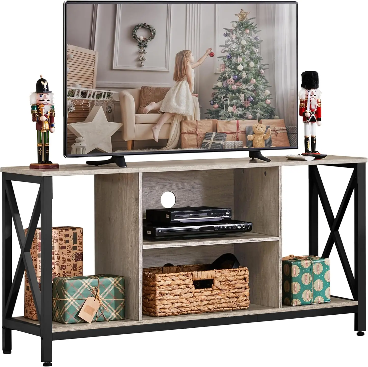 65 inch TV, Wood TV Console Table for Living Room, 55