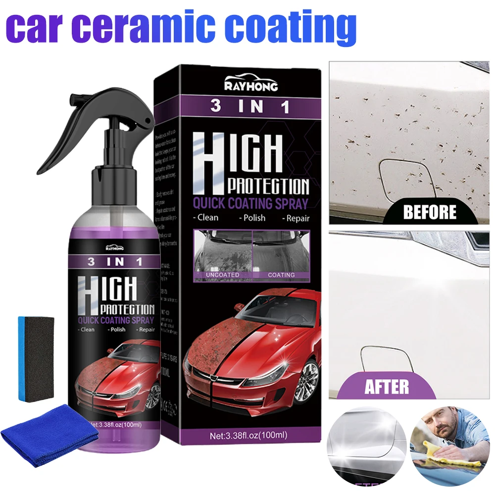 3 In 1 Car Ceramic Coating Spray 100ml Auto Nano Ceramic Coating Car Nano Spray Car Scratch Repair Body Compound Scratch Repair