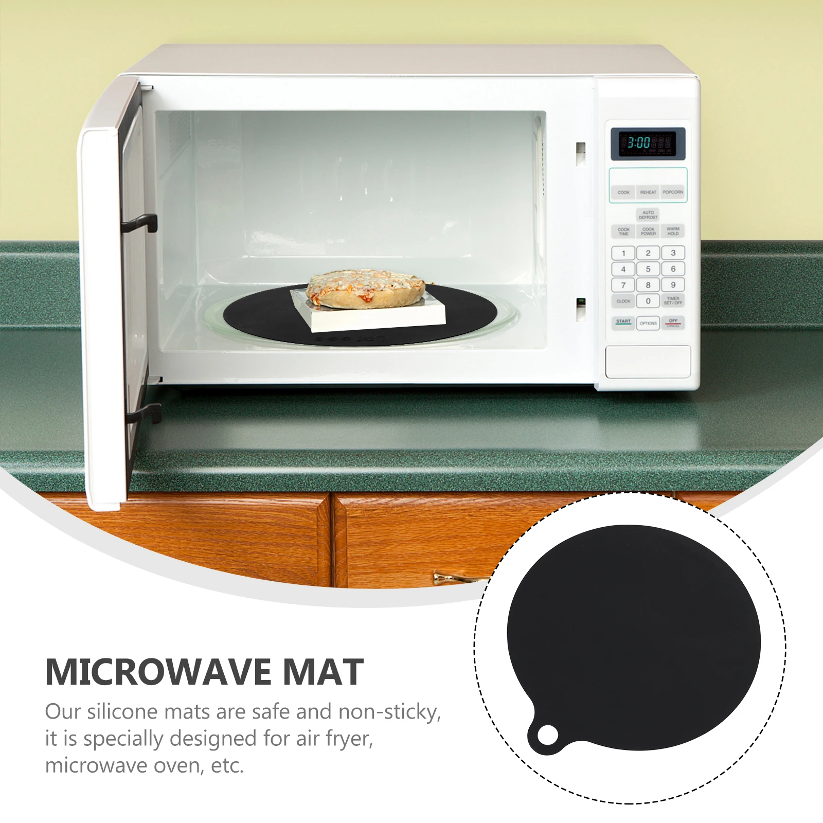 

2Pcs Black Small Round Silicone Kitchen Mat Oven Pot Holder Microwave Turntable Pad Heat Trivet Easy Clean Reusable Air Fryer