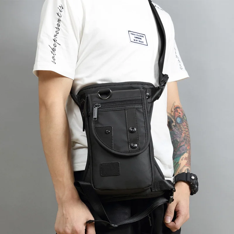 ผู้ชายเอว Fanny Pack วางขาต้นขากระเป๋ารถจักรยานยนต์ผ้าใบไนลอนทหาร/โจมตีชาย Cross Body สะโพกเข็มขัดกระเป๋า Bum