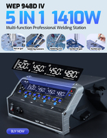WEP 5-IN-1 Precision Soldering Station 1410W Digital Suction Tin Gun Pen Desoldering Hot Air Gun Solder Iron Kit 948D-IV