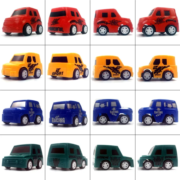 2 Stück neue Kinder Puzzle Spielzeug kreative Kunststoff Mini Süßigkeiten Farbe zurückziehen Auto Spielzeug Modell Trägheit Auto Spielzeug Jungen Geschenke