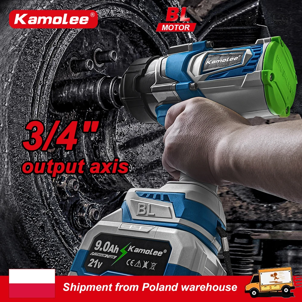 Kamolee 4100NM Bürstenloser elektrischer Schlagschrauber, 3/4 Zoll, kabelloser Schraubenschlüssel mit hohem Drehmoment, tragbares Elektrowerkzeug, geeignet für 18-V- und 21-V-Akkus