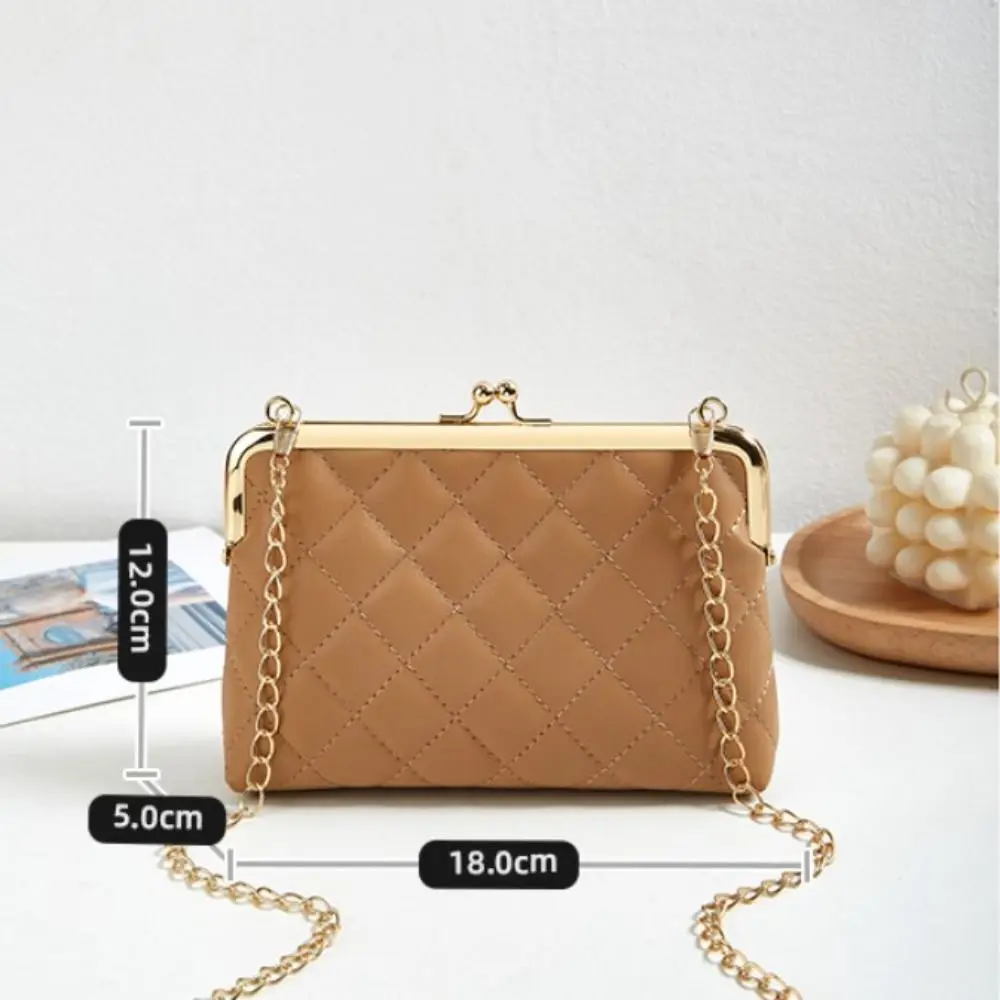 Fashion PU Leather Handbag Lightweight Diamond Stripe Hand Purse Chain Sling Bag Women
