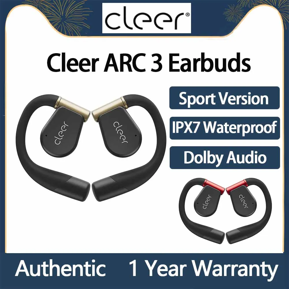 Original Cleer ARC 3 Sport Open Ear Earbuds Wireless Bluetooth TWS Waterproof Dolby Audio Dual Device Connection Earphone