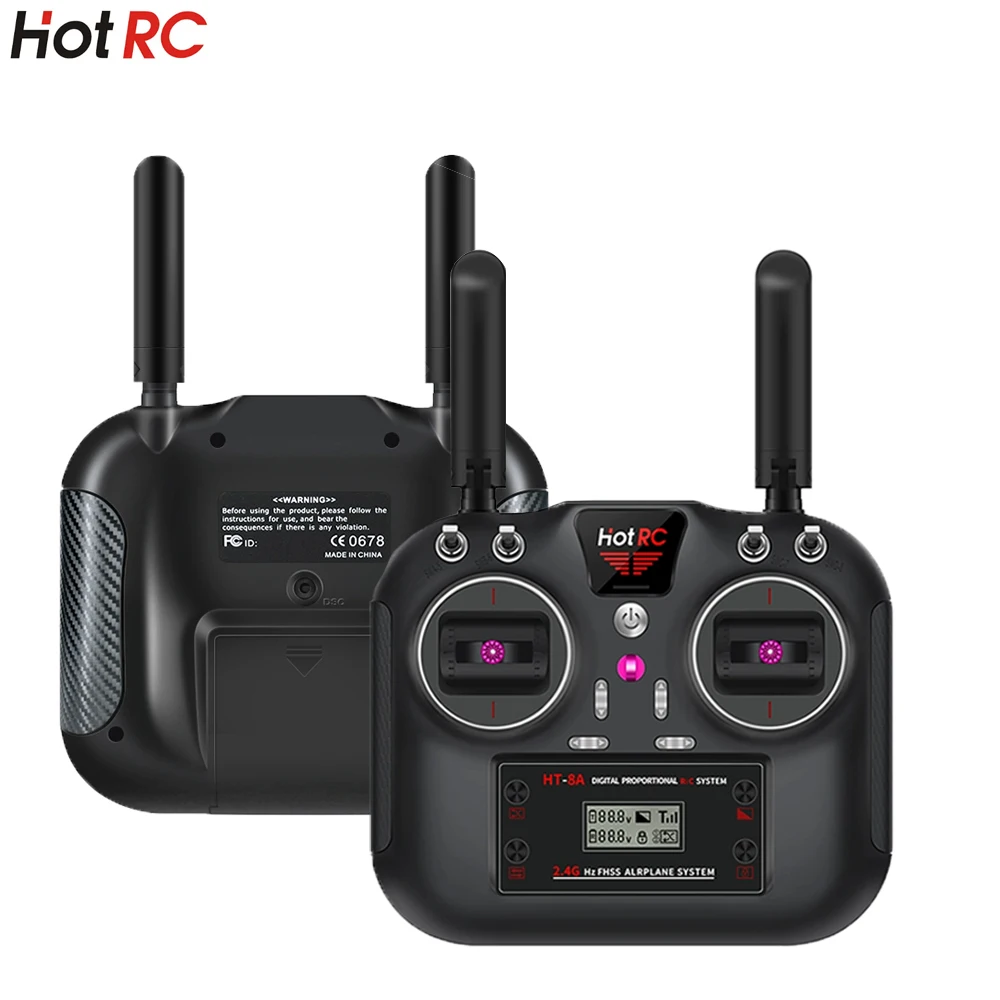 HotRC HT-8A 2.4GHz 8CH RC Transmitter PWM FHSS with F-08A Receiver Radio System Remote Controller for RC Drone Car Ship Tank