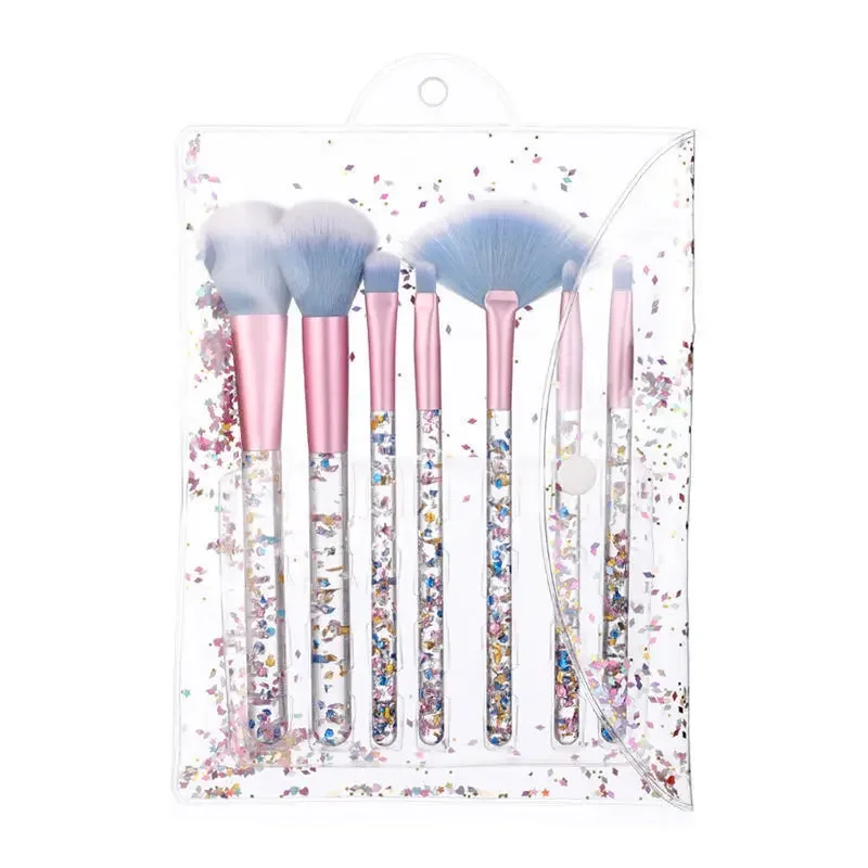 7pcs transparent glitter star sequins crystal quicksand handle makeup brush set eye set eyeshadow brush Makeup