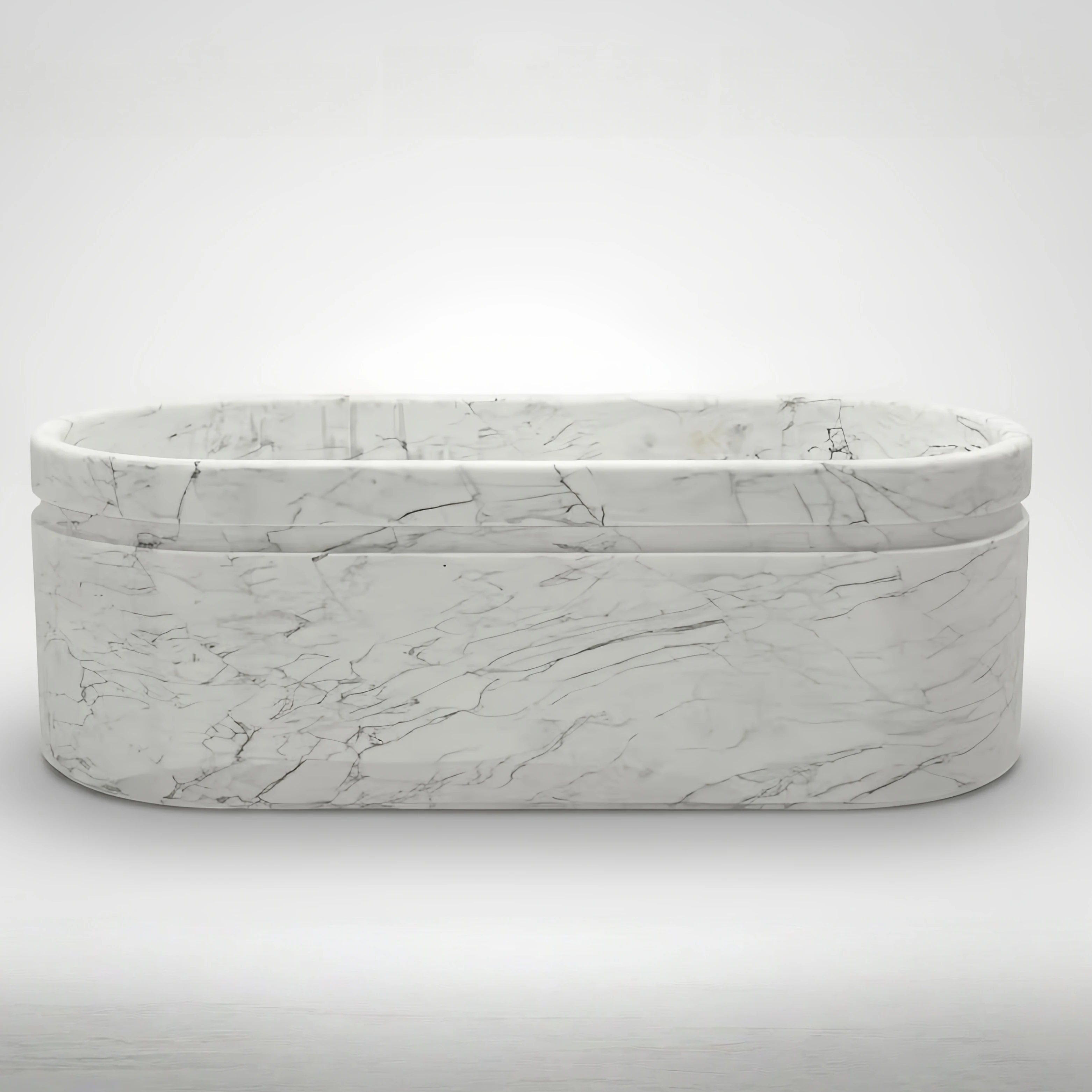 #￥High Class Calacatta Viola Marble Bathtub Freestanding Oval Natural Stone Small 1200mm Soaking Tub for Luxury Apartments
