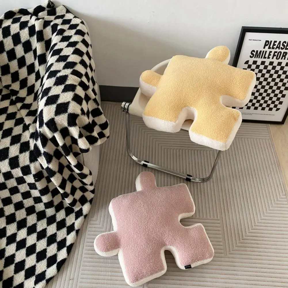 Puzzle Pillow Durable Teddy Velvet Plush Pillow Bedroom Living Room Stuffed Throw Pillow Cushion Decor for Daily Use