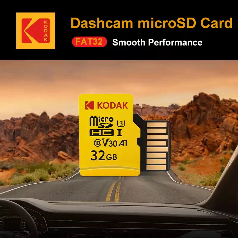 

Kodak Dashcam Micro Sd Card 4K Loop Recording Microsd Memory Cards A1 U3 V30 100MB/s SDXC Resistant High Temperatures
