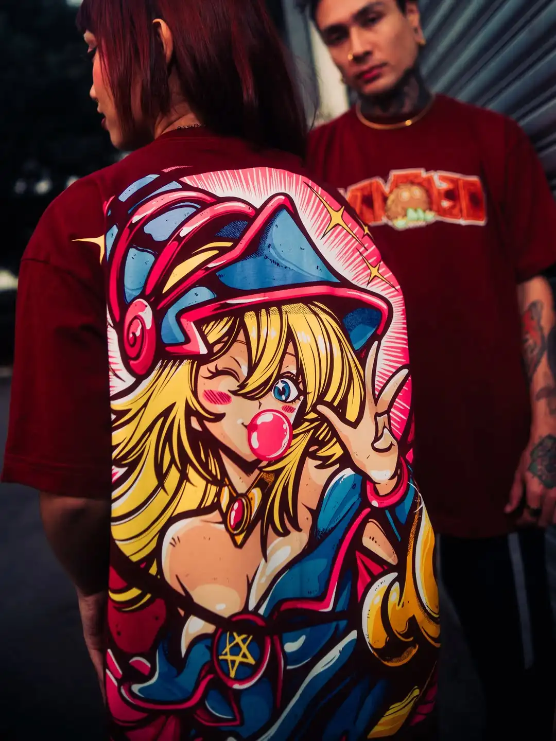 Vintage Oversized Dark Magician Print Graphic t shirts Streetwear Short Sleeve y2k Tops Yu-Gi-Oh Anime T Shirt Men Clothing