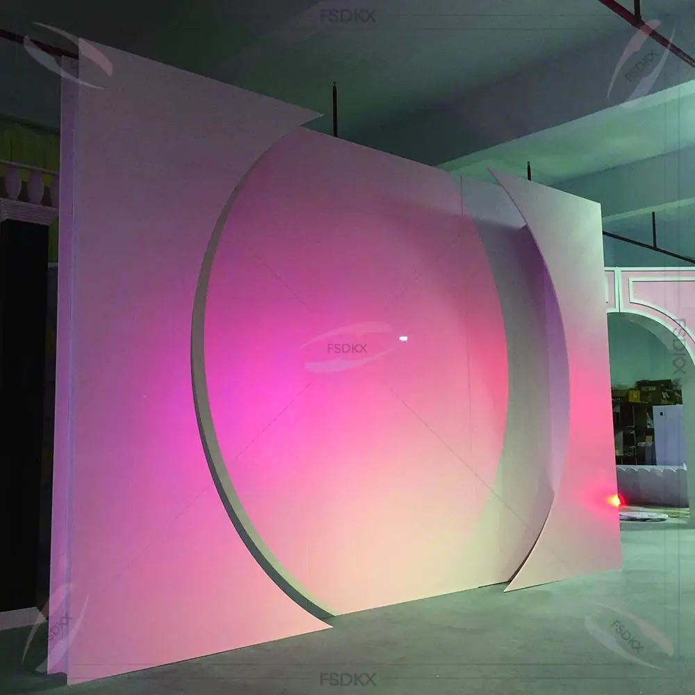 

Hot Sales Acrylic Rectangle Light up Wedding Curved Backdrop Decoration Events Supplies