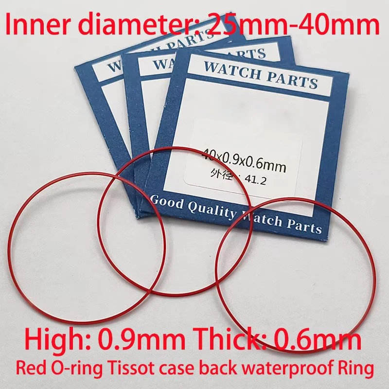 Customized Dia 25-40MM Red Gasket Ring Waterproof Gasket Fits Watch Case Back Cover T035 Couturier 1853 Case Ring Part
