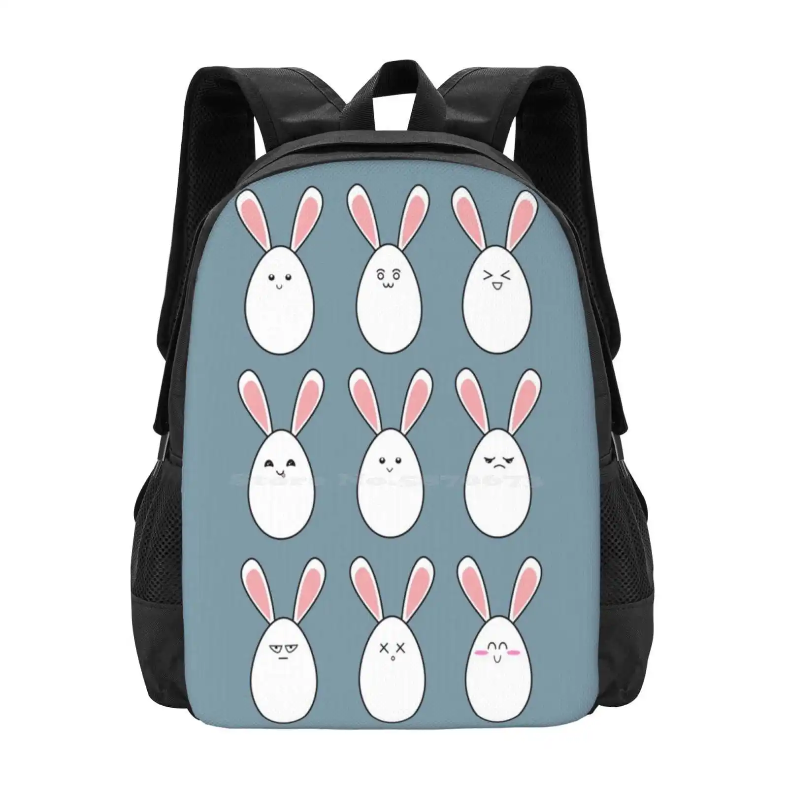 Expressions Hot Sale Schoolbag Backpack Fashion Bags Easter Theme Easter Egg Cute Egg Chibi Expressions Cute Expression White