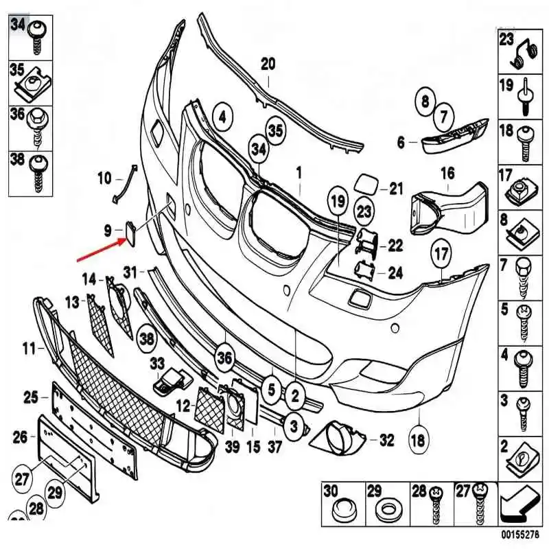 For BMW E60 E61 5 Series 03 - 10 M Sport Front Bumper Tow Hook Eye Cap Cover 51117897210  Genuine Plastic Cap for Tow Hook