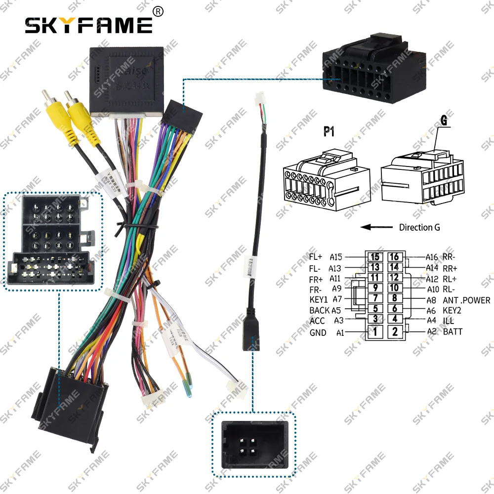 SKYFAME 16Pin Car Wiring Harness Adapter Canbus Box Decoder Android Radio Power Cable For Chana Alsvin V7 ChAn-RZ-10 RZ-ChAn10