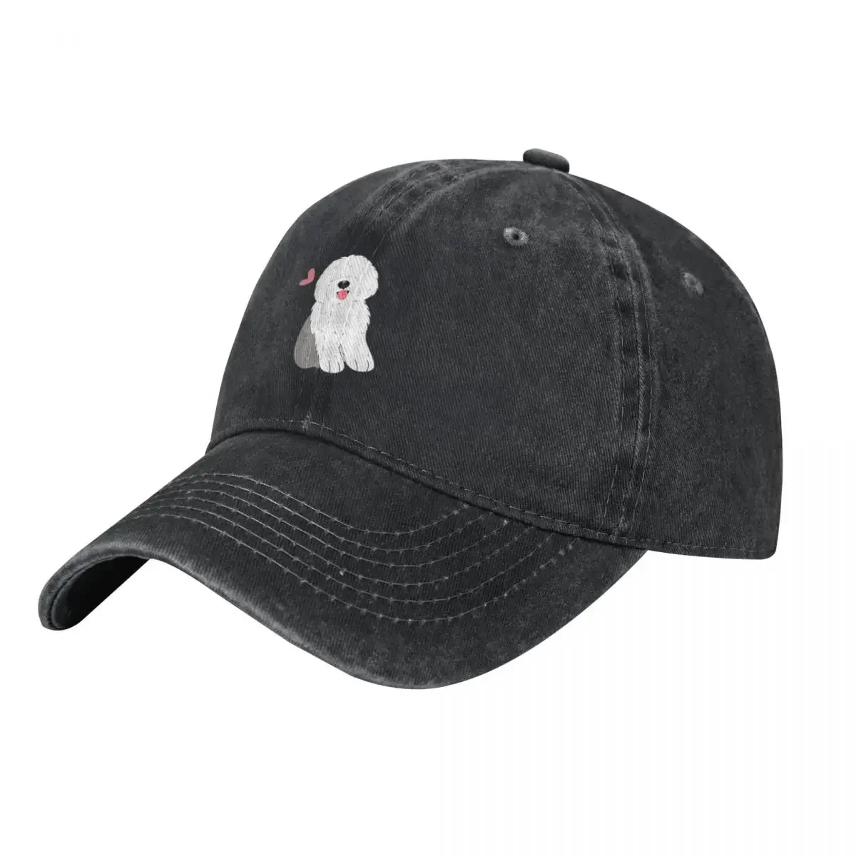 Cute Grey Gray and White Old English Sheepdog Puppy Baseball Cap Beach Trucker Hat Women's Hats Men's